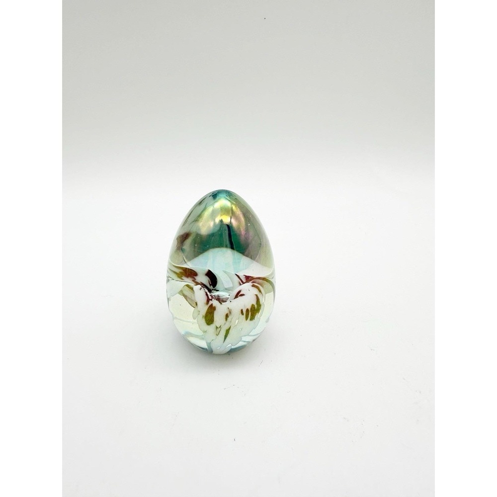 Vtg 1987 Mount St. Helens Ash Glass Egg Paperweight Signed MSH Purple Flower - Picture 8 of 8